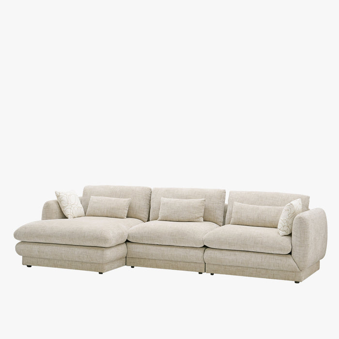 KENDAL Canapé d'angle en tissu beige - Angle gauche