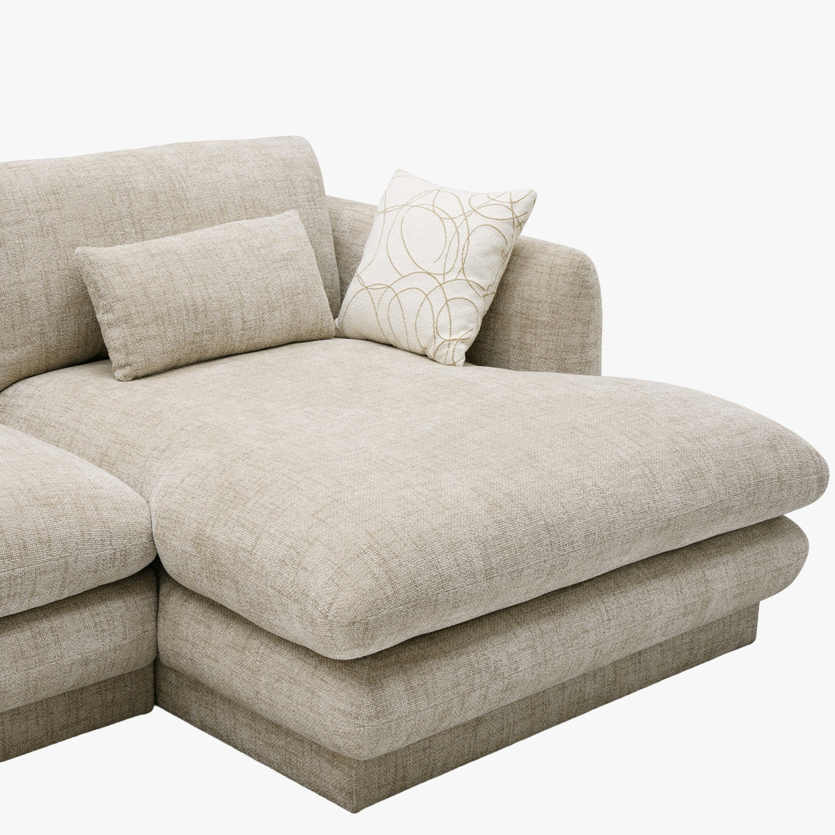 KENDAL Canapé d'angle en tissu taupe - Angle droit - Canapés d'angle - Mobilier Deco