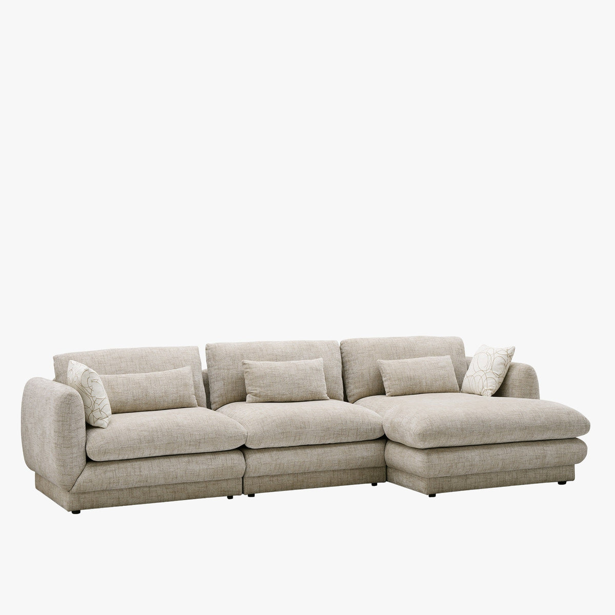 KENDAL Canapé d'angle en tissu taupe - Angle droit - Canapés d'angle - Mobilier Deco