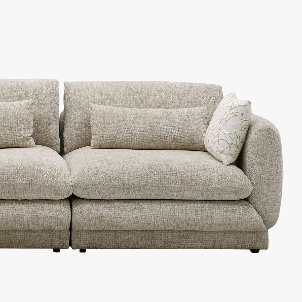 KENDAL Canapé d'angle en tissu taupe - Angle gauche - Canapés d'angle - Mobilier Deco