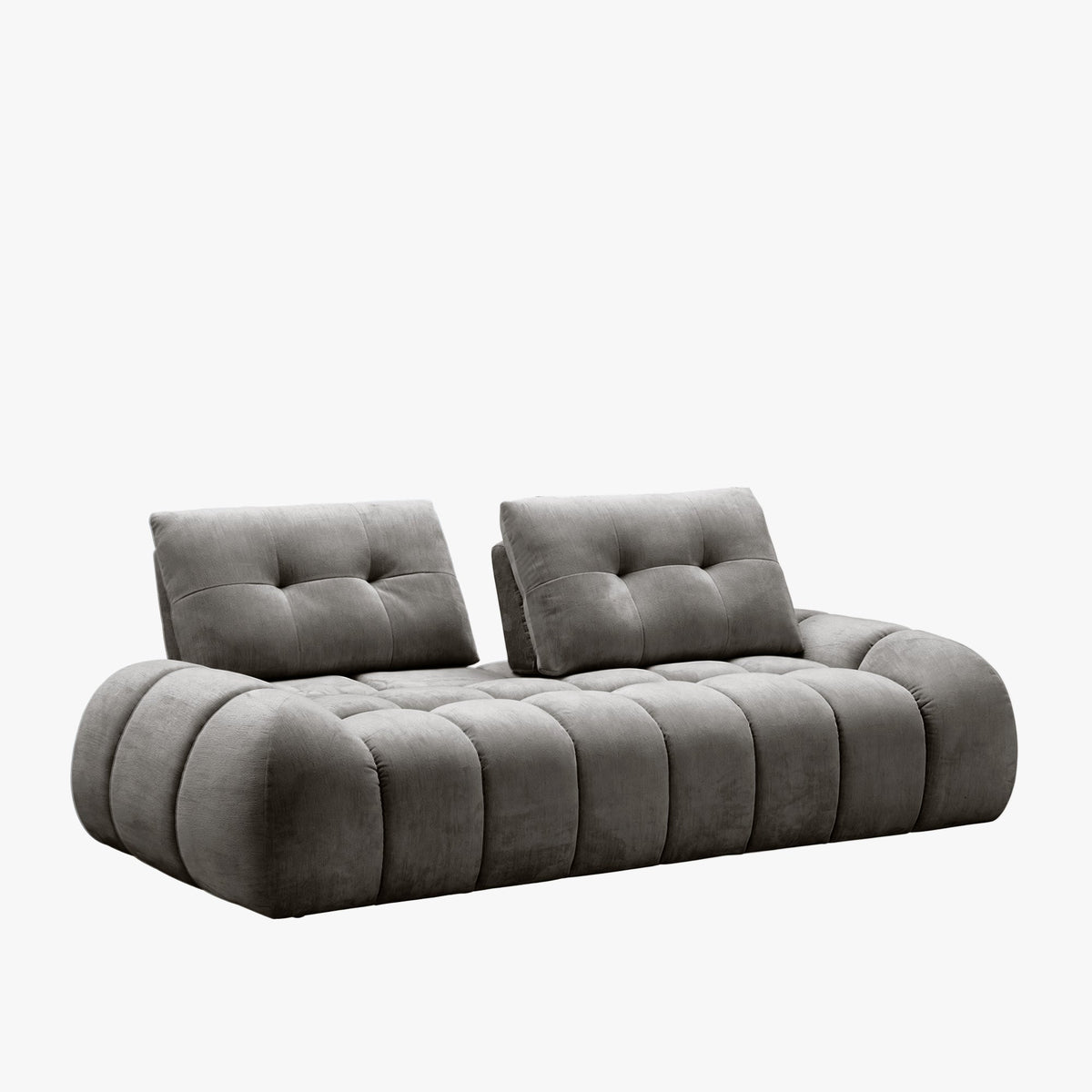 KESSY Canapé 3 places avec dossier amovible en tissu capitonné gris - Canapés fixes - Mobilier Deco