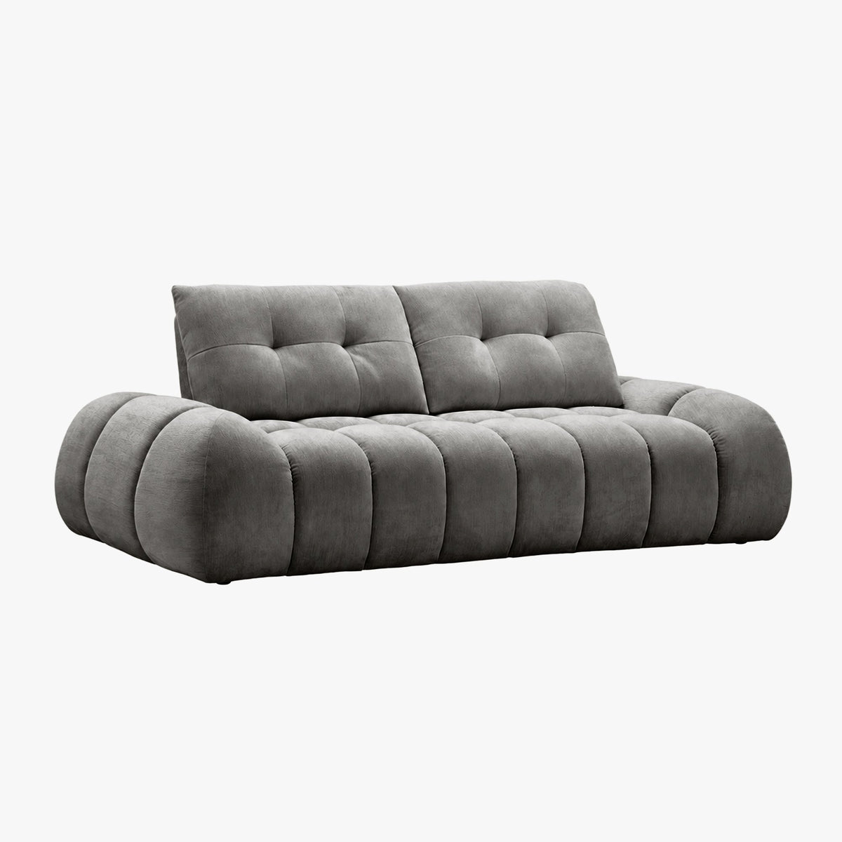 KESSY Canapé 3 places avec dossier amovible en tissu capitonné gris - Canapés fixes - Mobilier Deco