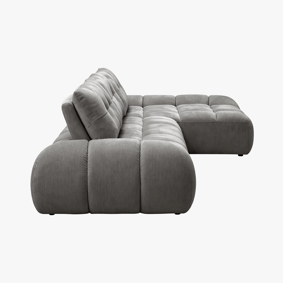 KESSY Canapé d'angle avec dossier amovible en tissu capitonné gris - Angle droit - Canapés d'angle - Mobilier Deco