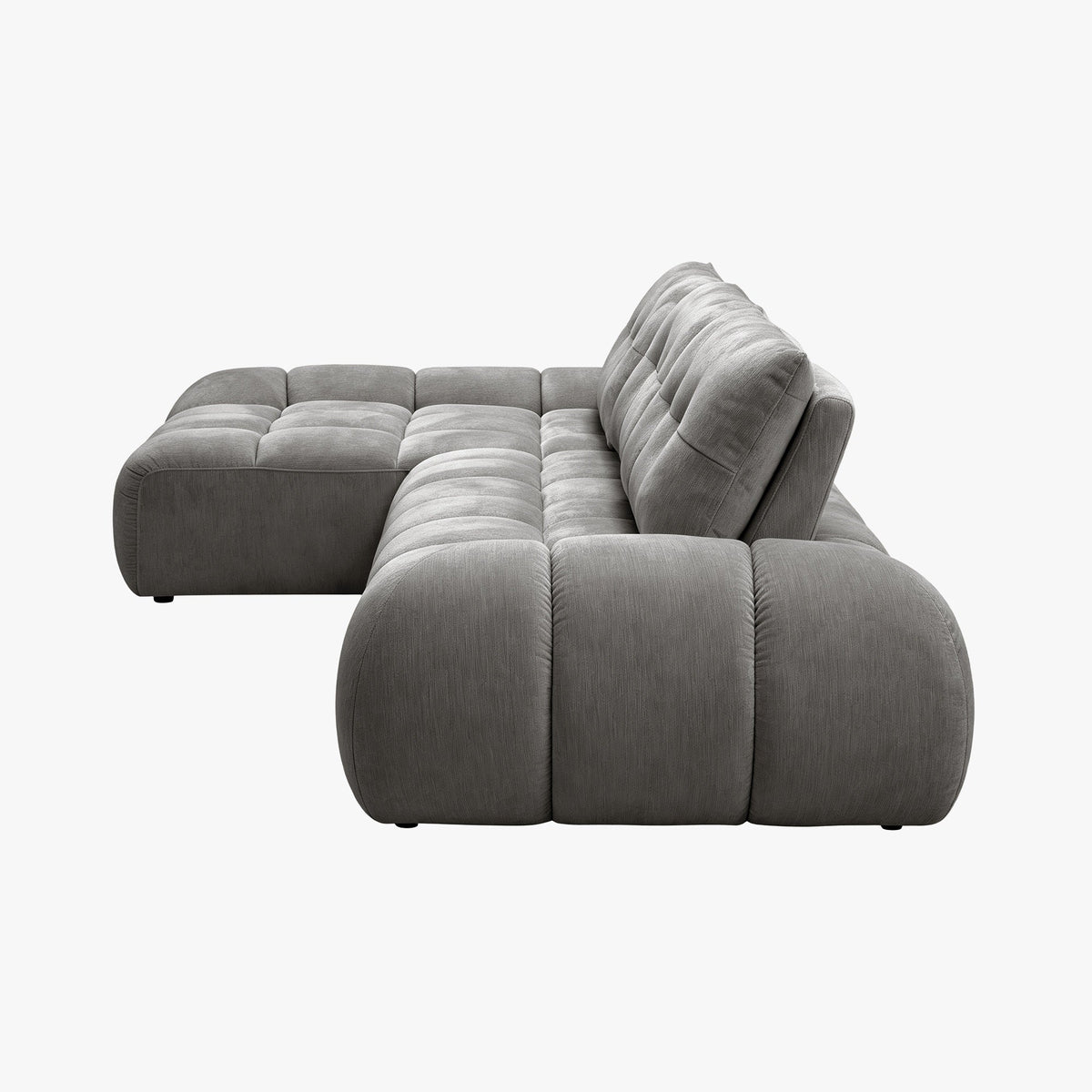 KESSY Canapé d'angle avec dossier amovible en tissu capitonné gris - Angle gauche - Canapés d'angle - Mobilier Deco