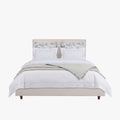 KIRA Lit double en tissu avec coffre en tissu beige 140x190 cm