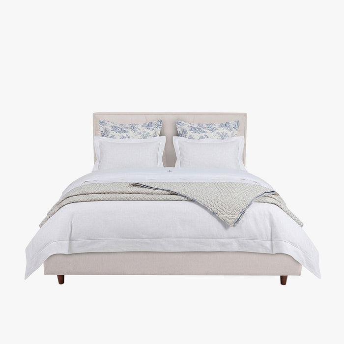 KIRA Lit double en tissu avec coffre en tissu beige 140x190 cm