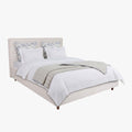 KIRA Lit double en tissu avec coffre en tissu beige 160x200 cm