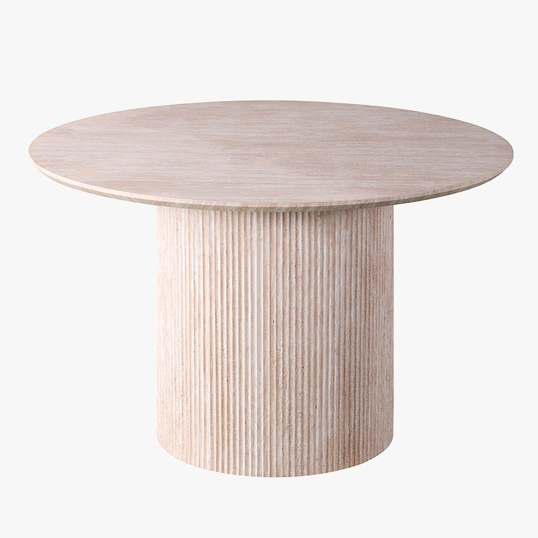LAGOS - 120 Table à manger ronde couleur travertin 120 cm - Table à manger - Mobilier Deco