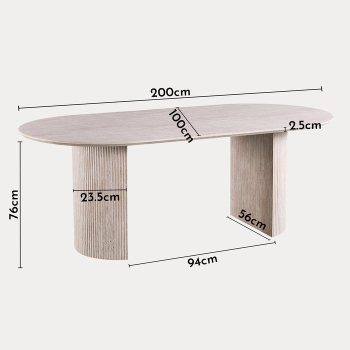 LAGOS - 200 Table à manger ovale couleur travertin 200 cm