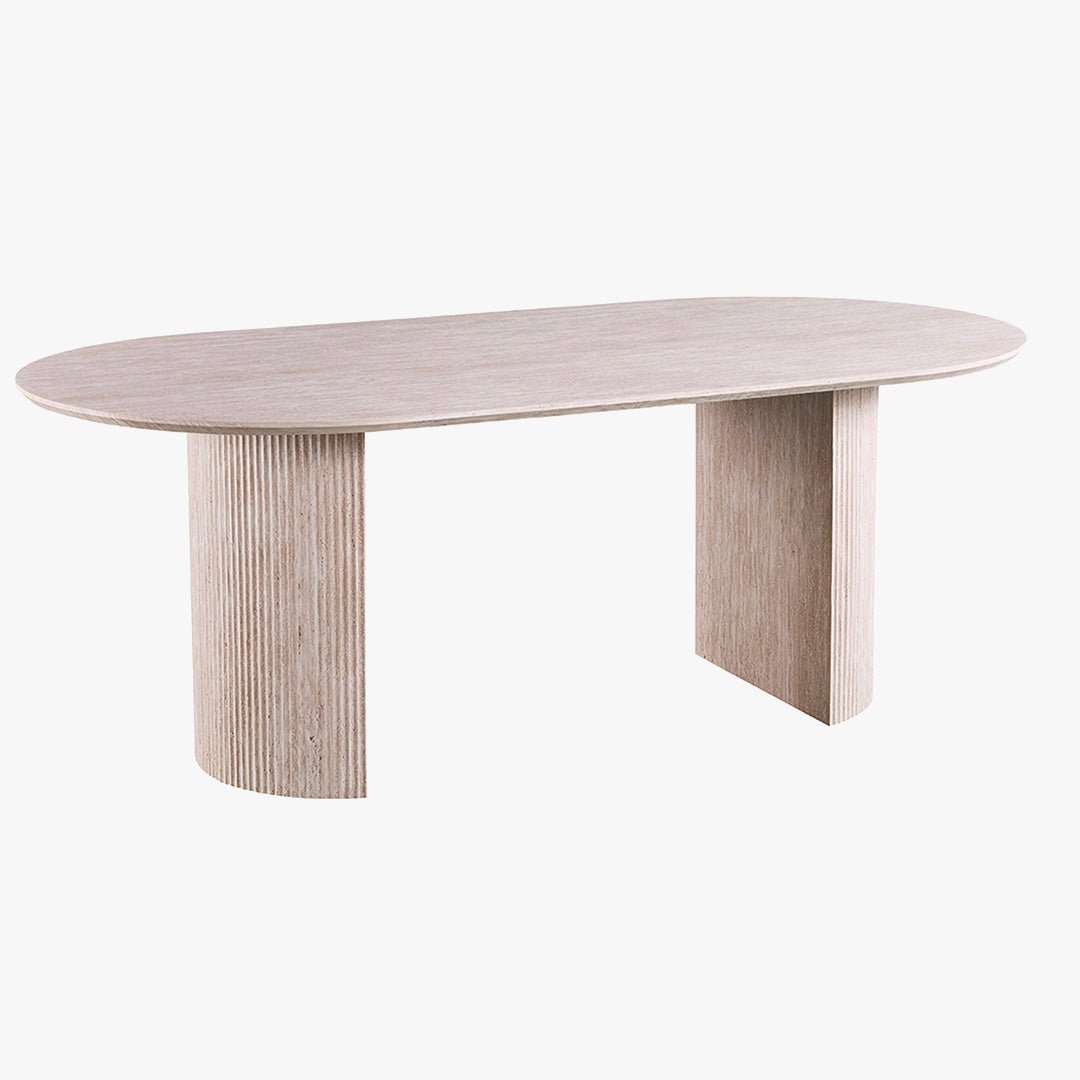 LAGOS - 200 Table à manger ovale couleur travertin 200 cm - Table à manger - Mobilier Deco