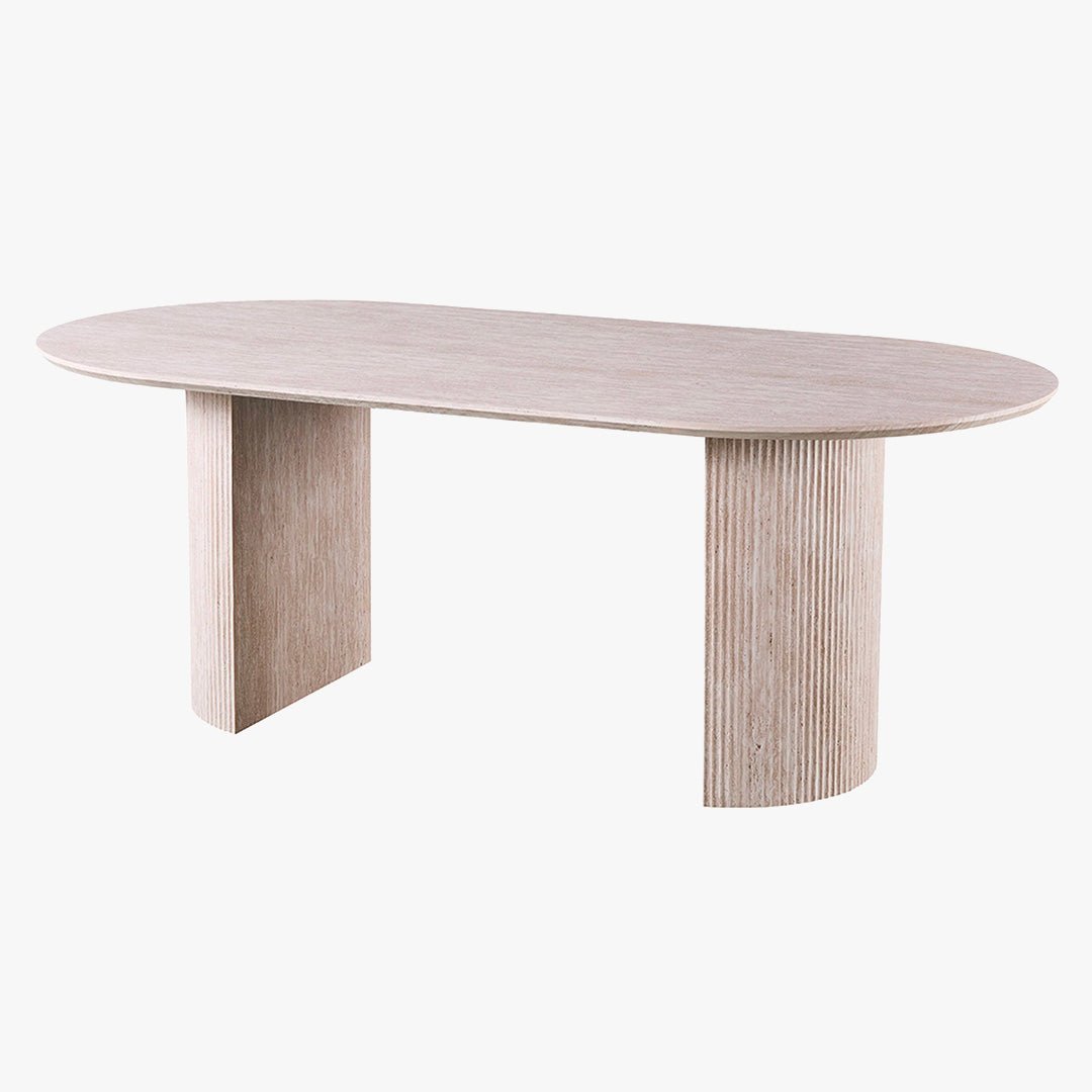 LAGOS - 220 Table à manger ovale couleur travertin 220 cm - Table à manger - Mobilier Deco