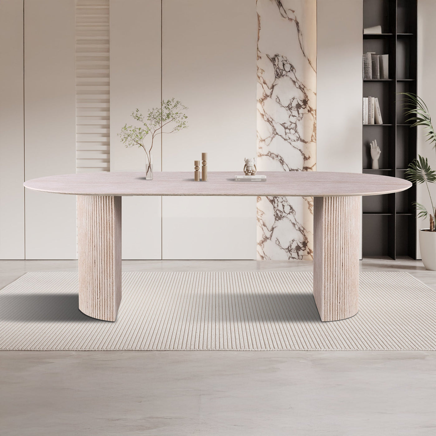 LAGOS - 220 Table à manger ovale couleur travertin 220 cm - Table à manger - Mobilier Deco