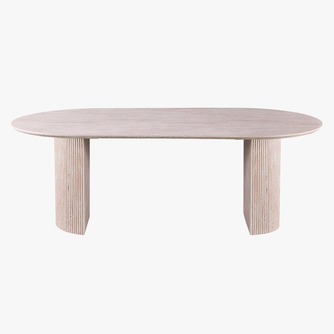 LAGOS - 220 Table à manger ovale couleur travertin 220 cm - Table à manger - Mobilier Deco