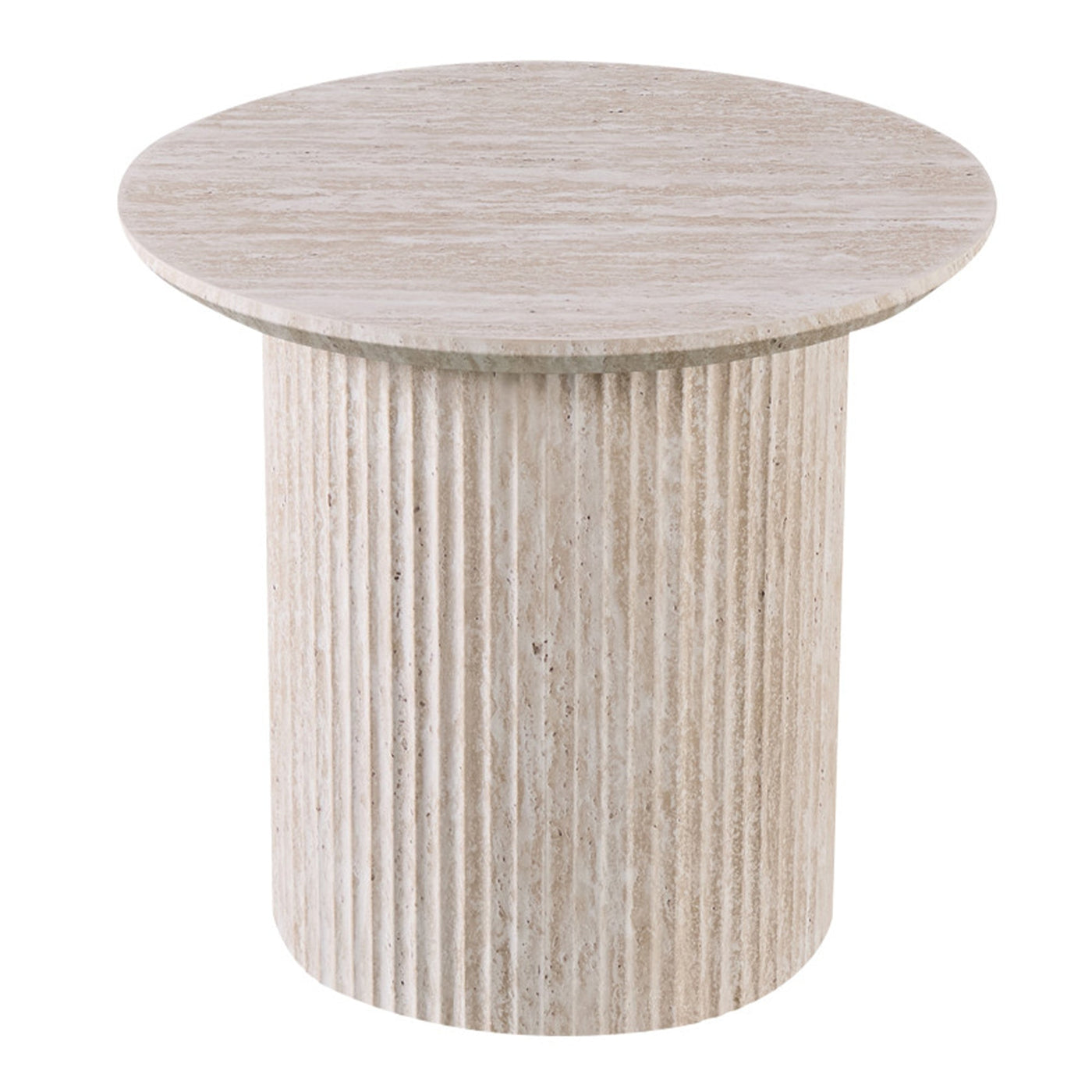 LAGOS - 50 Table d'appoint couleur travertin D50 cm - Table basse - Mobilier Deco
