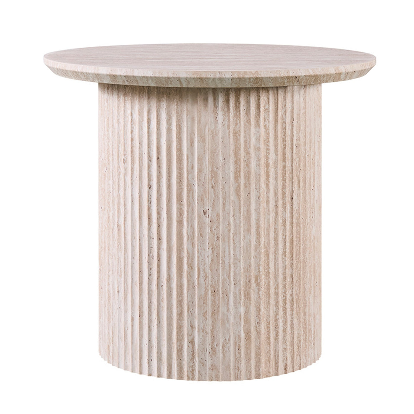 LAGOS - 50 Table d'appoint couleur travertin D50 cm - Table basse - Mobilier Deco
