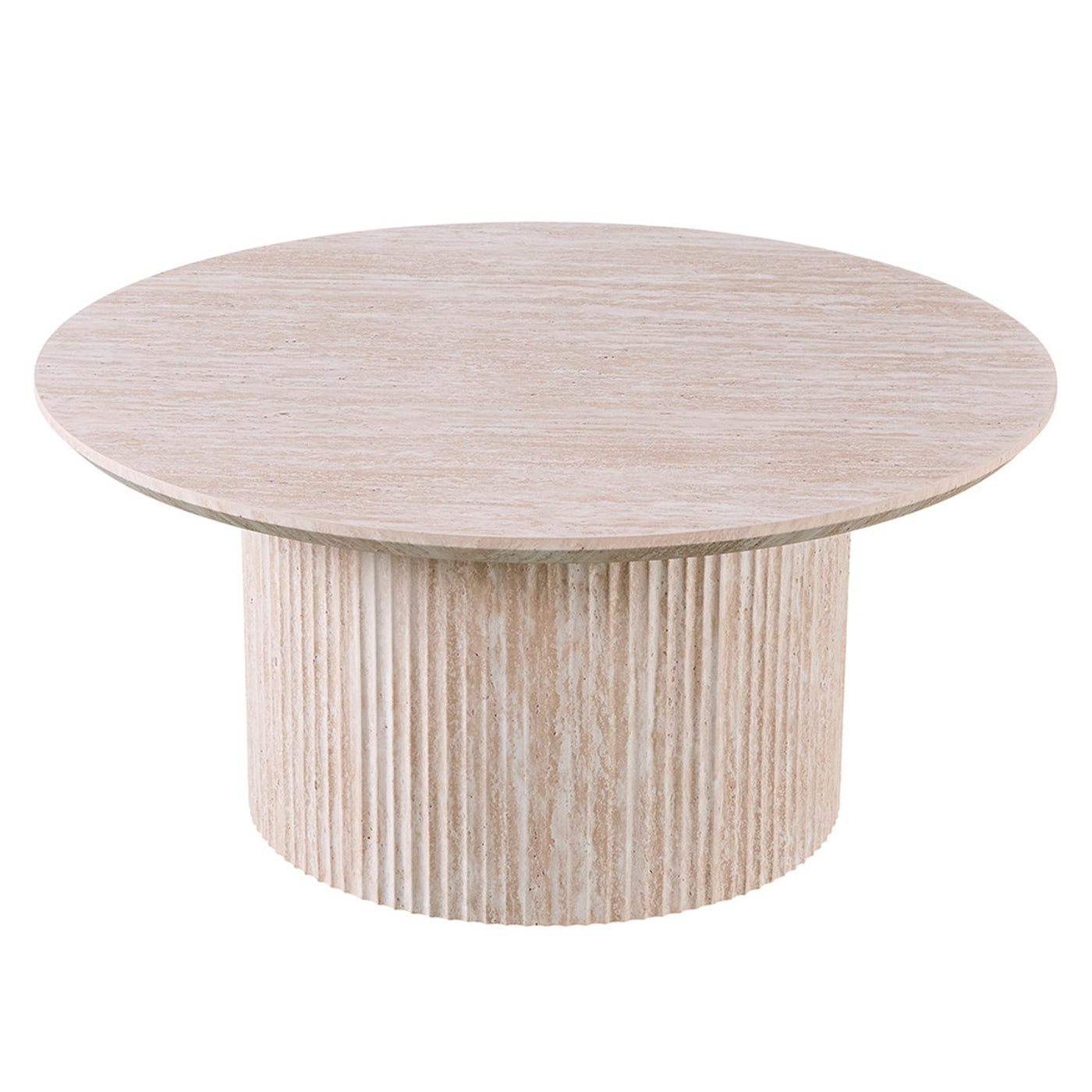 LAGOS - 80 Table basse ronde couleur travertin D80 cm - Table basse - Mobilier Deco