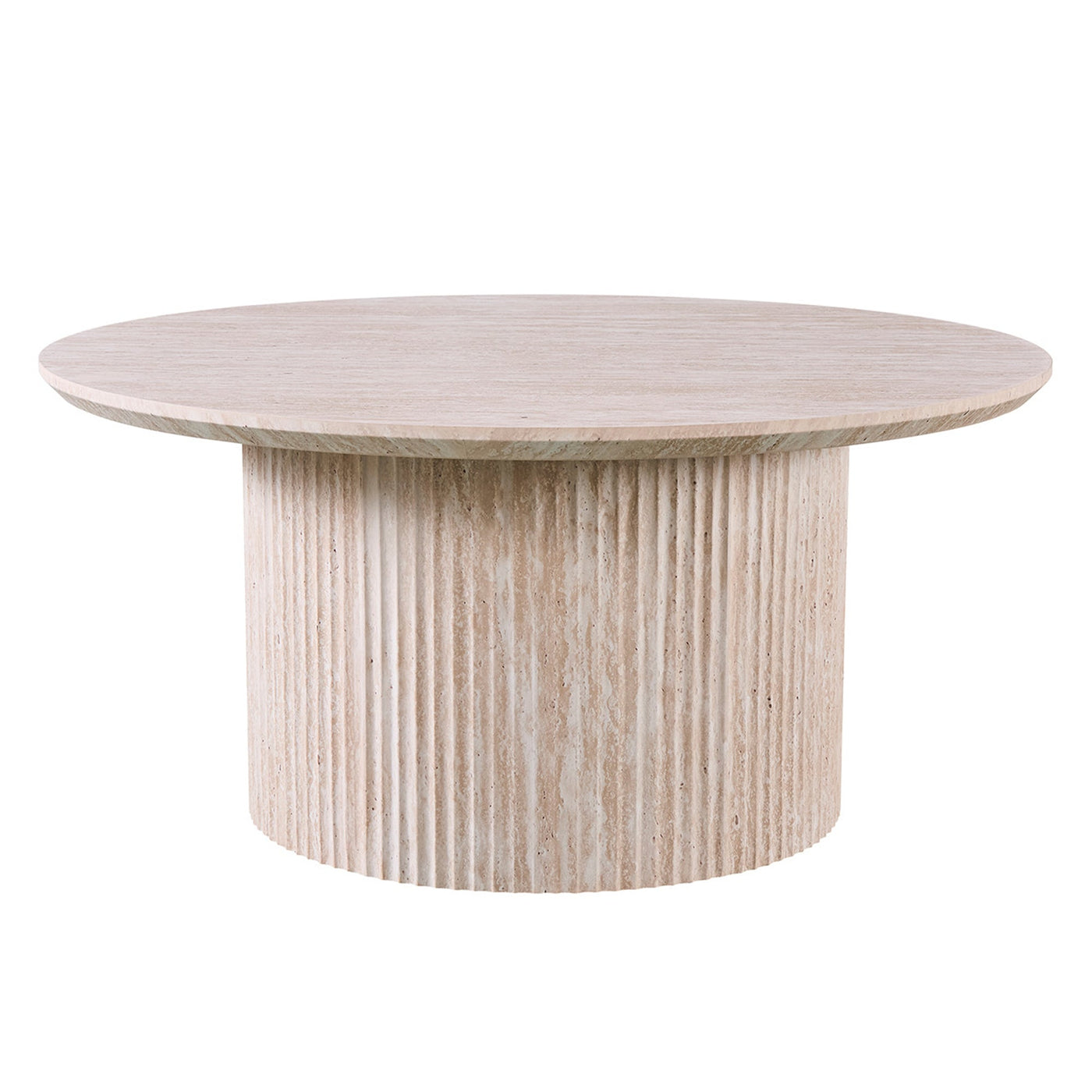 LAGOS - 80 Table basse ronde couleur travertin D80 cm - Table basse - Mobilier Deco