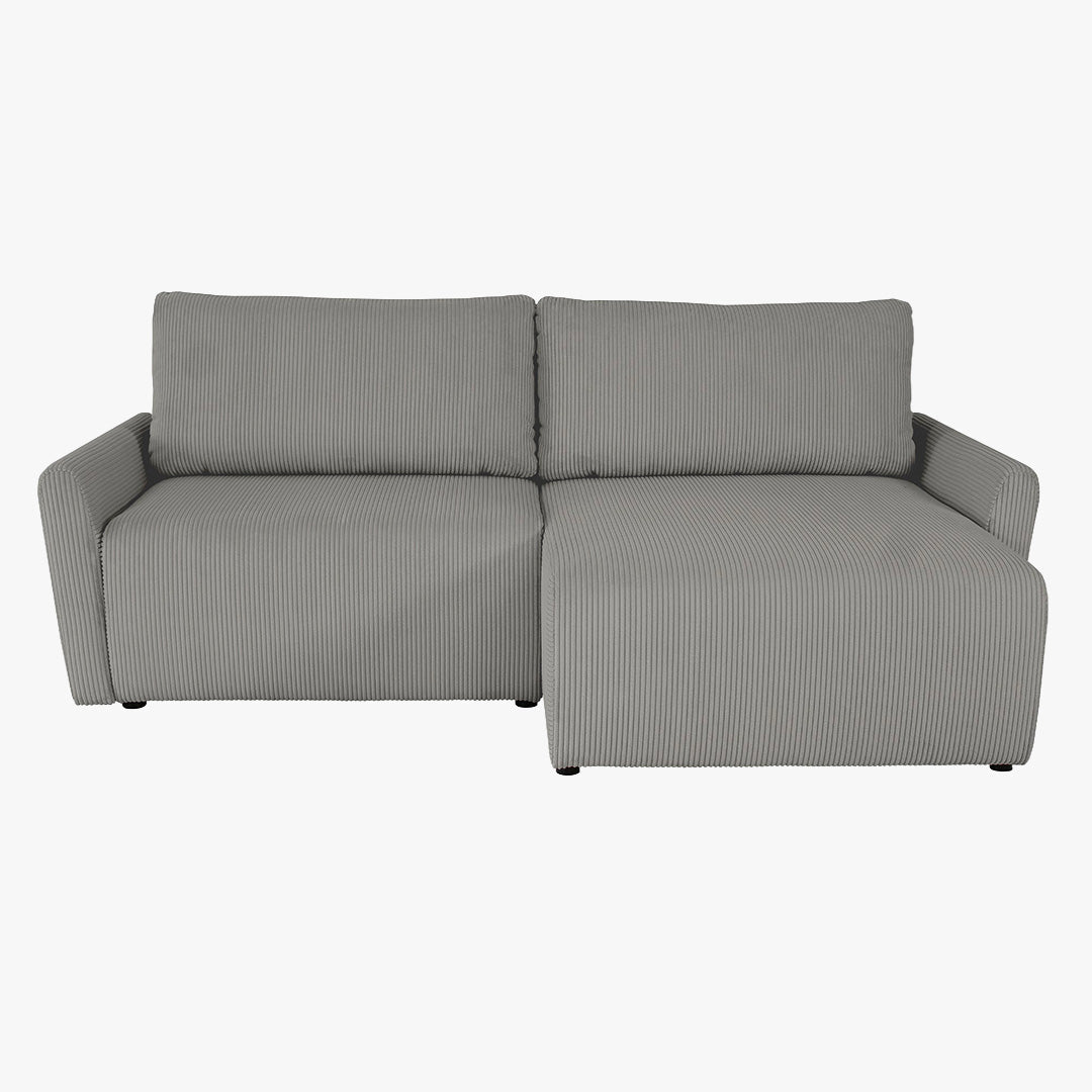 LANA Canapé d'angle convertible et réversible avec coffre en tissu gris clair - Canapé d'angle convertible - Mobilier Deco