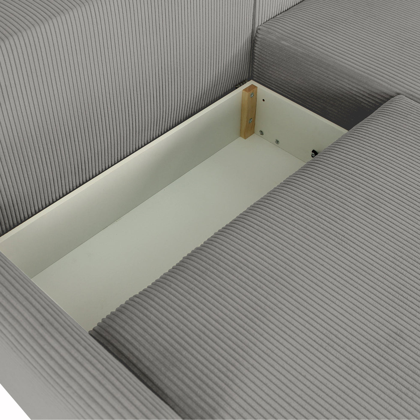 LANA Canapé d'angle convertible et réversible avec coffre en tissu gris clair - Canapé d'angle convertible - Mobilier Deco