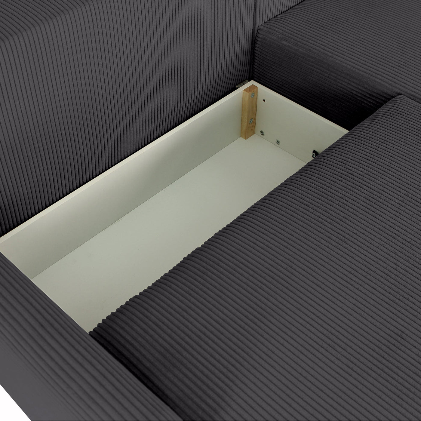 LANA Canapé d'angle convertible et réversible avec coffre en tissu gris foncé - Canapé d'angle convertible - Mobilier Deco