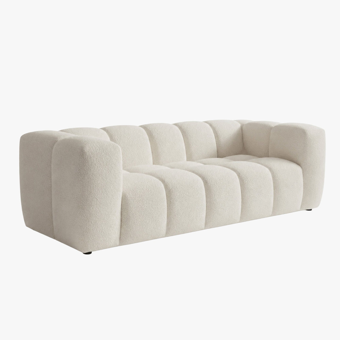 LAYANE Canapé 3 places tissu bouclette beige - Canapés fixes - Mobilier Deco