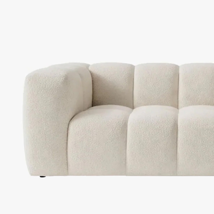 LAYANE Canapé 3 places tissu bouclette beige — aperçu vidéo