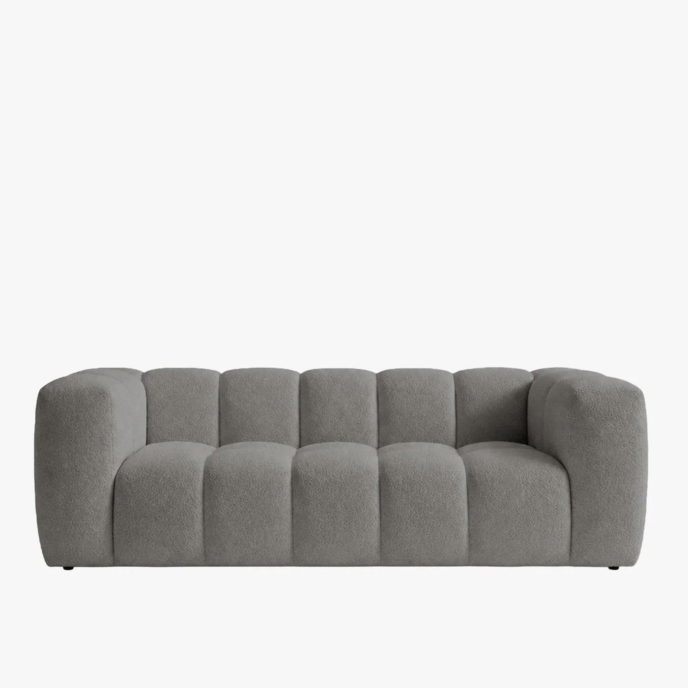LAYANE Canapé 3 places tissu bouclette gris clair - Canapés fixes - Mobilier Deco
