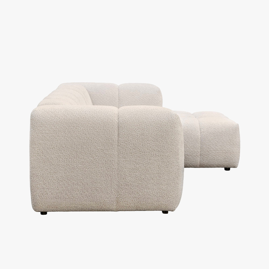 LAYANE Canapé d'angle tissu bouclette beige - Angle droit - Canapés d'angle - Mobilier Deco