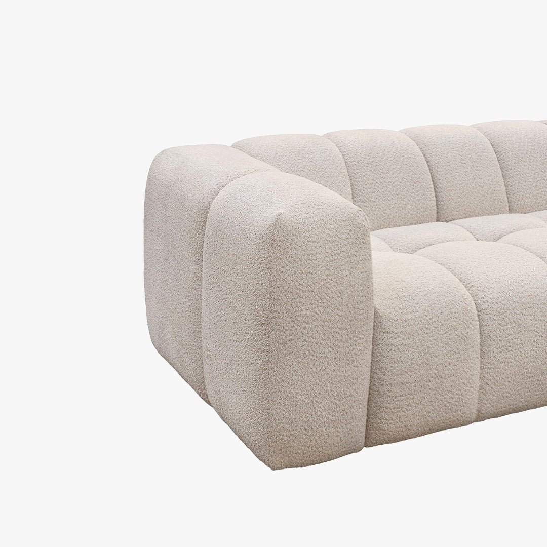 LAYANE Canapé d'angle tissu bouclette beige - Angle droit - Canapés d'angle - Mobilier Deco
