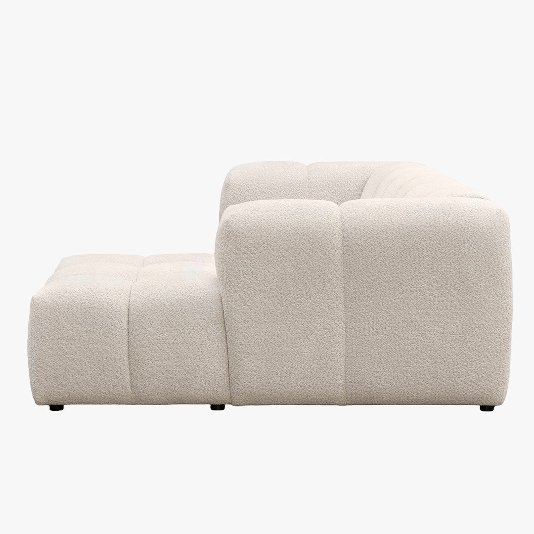LAYANE Canapé d'angle tissu bouclette beige - Angle droit - Canapés d'angle - Mobilier Deco