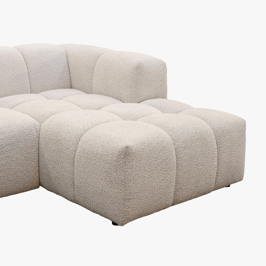 LAYANE Canapé d'angle tissu bouclette beige - Angle droit - Canapés d'angle - Mobilier Deco
