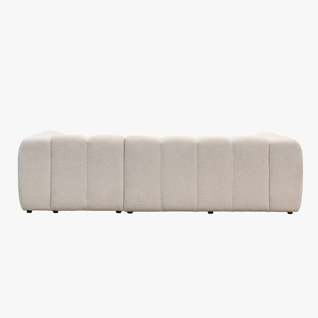 LAYANE Canapé d'angle tissu bouclette beige - Angle droit - Canapés d'angle - Mobilier Deco