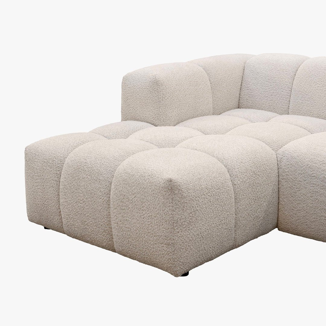 LAYANE Canapé d'angle tissu bouclette beige - Angle gauche - Canapés d'angle - Mobilier Deco