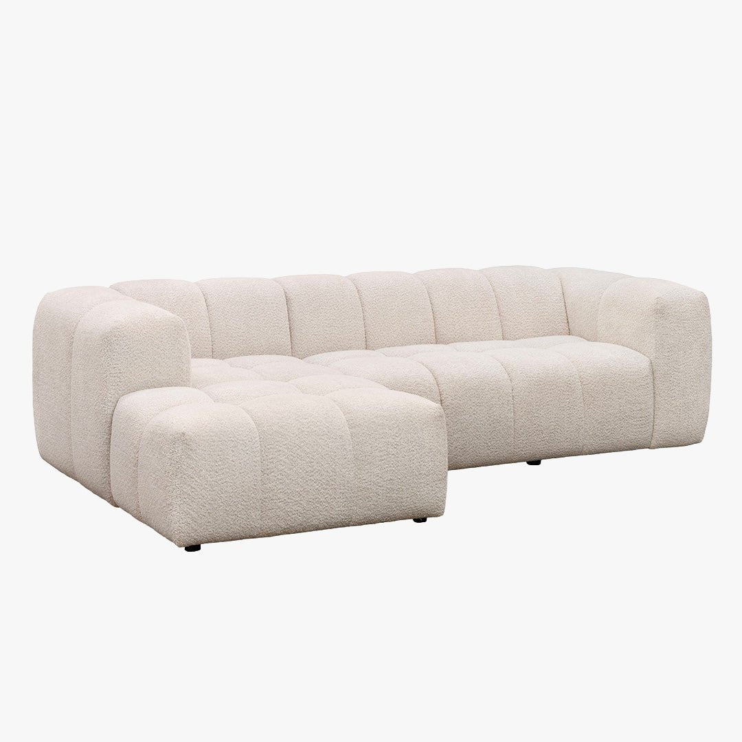 LAYANE Canapé d'angle tissu bouclette beige - Angle gauche - Canapés d'angle - Mobilier Deco