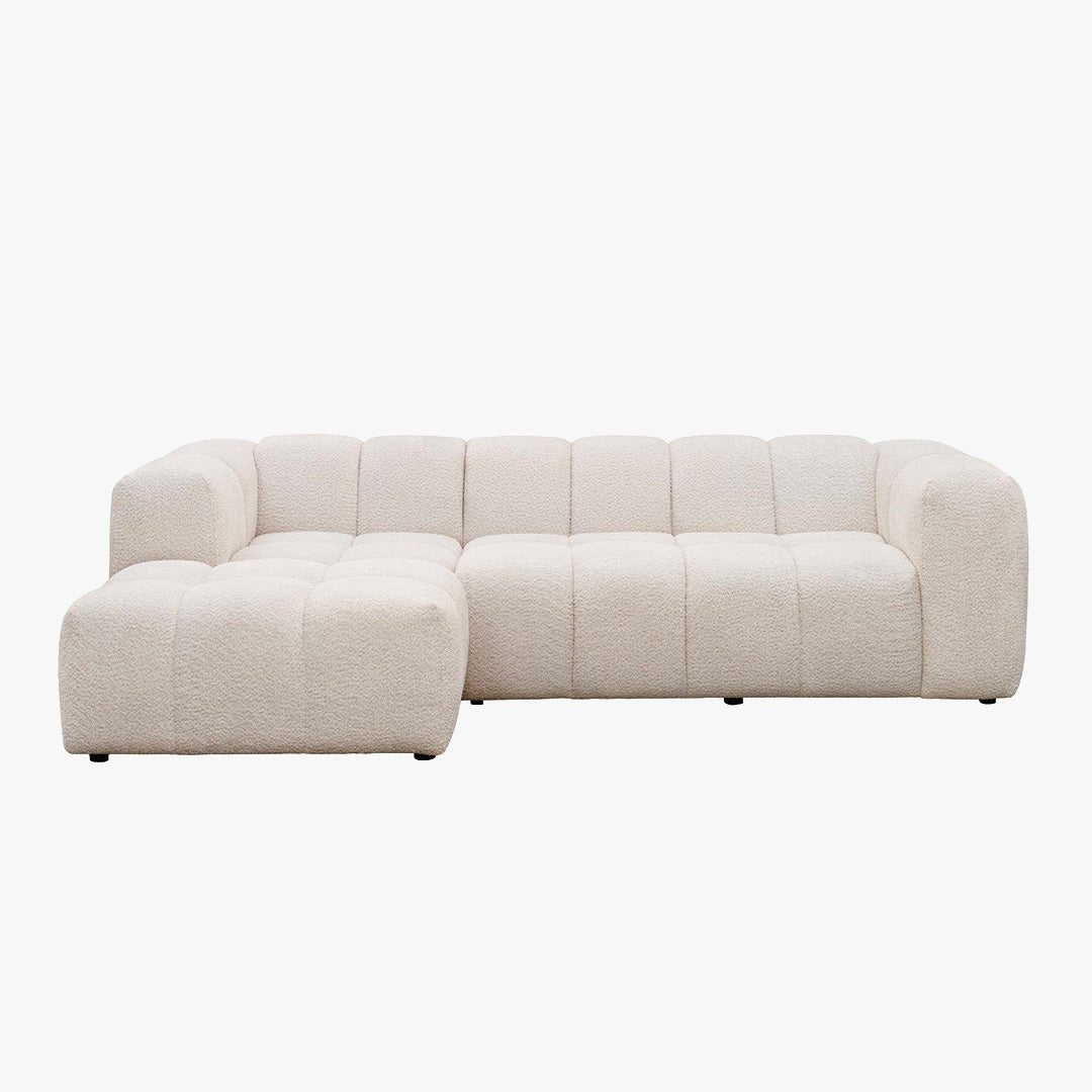 LAYANE Canapé d'angle tissu bouclette beige - Angle gauche - Canapés d'angle - Mobilier Deco