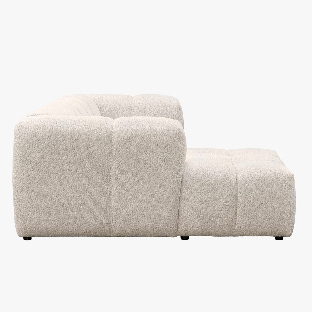 LAYANE Canapé d'angle tissu bouclette beige - Angle gauche - Canapés d'angle - Mobilier Deco