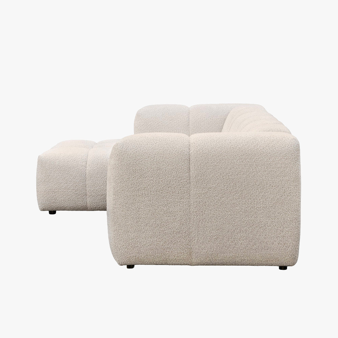 LAYANE Canapé d'angle tissu bouclette beige - Angle gauche - Canapés d'angle - Mobilier Deco