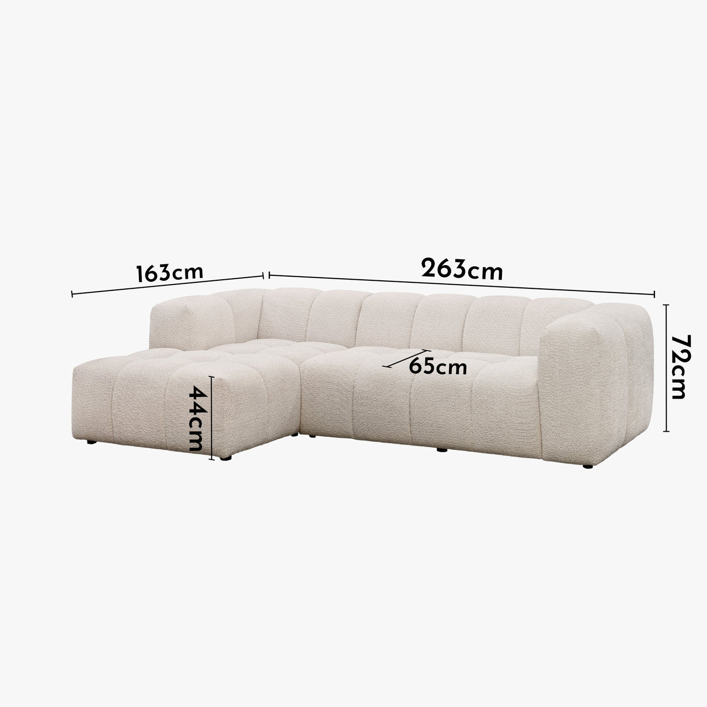LAYANE Canapé d'angle tissu bouclette beige - Angle gauche - Canapés d'angle - Mobilier Deco