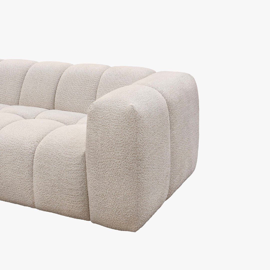 LAYANE Canapé d'angle tissu bouclette beige - Angle gauche - Canapés d'angle - Mobilier Deco