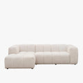 LAYANE Canapé d'angle tissu bouclette beige - Angle gauche