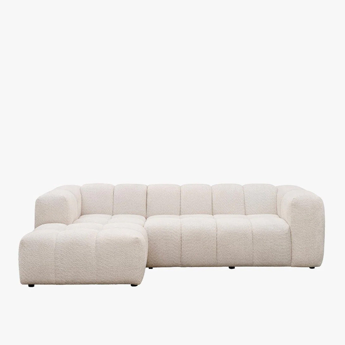 LAYANE Canapé d'angle tissu bouclette beige - Angle gauche - Canapés d'angle - Mobilier Deco