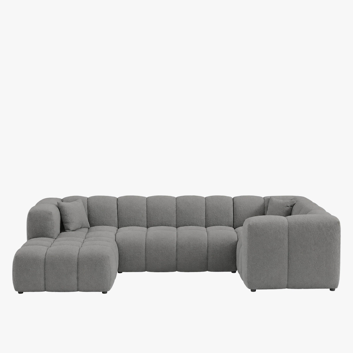 LAYANE Canapé panoramique tissu bouclette gris - Angle gauche - Canapés panoramiques - Mobilier Deco