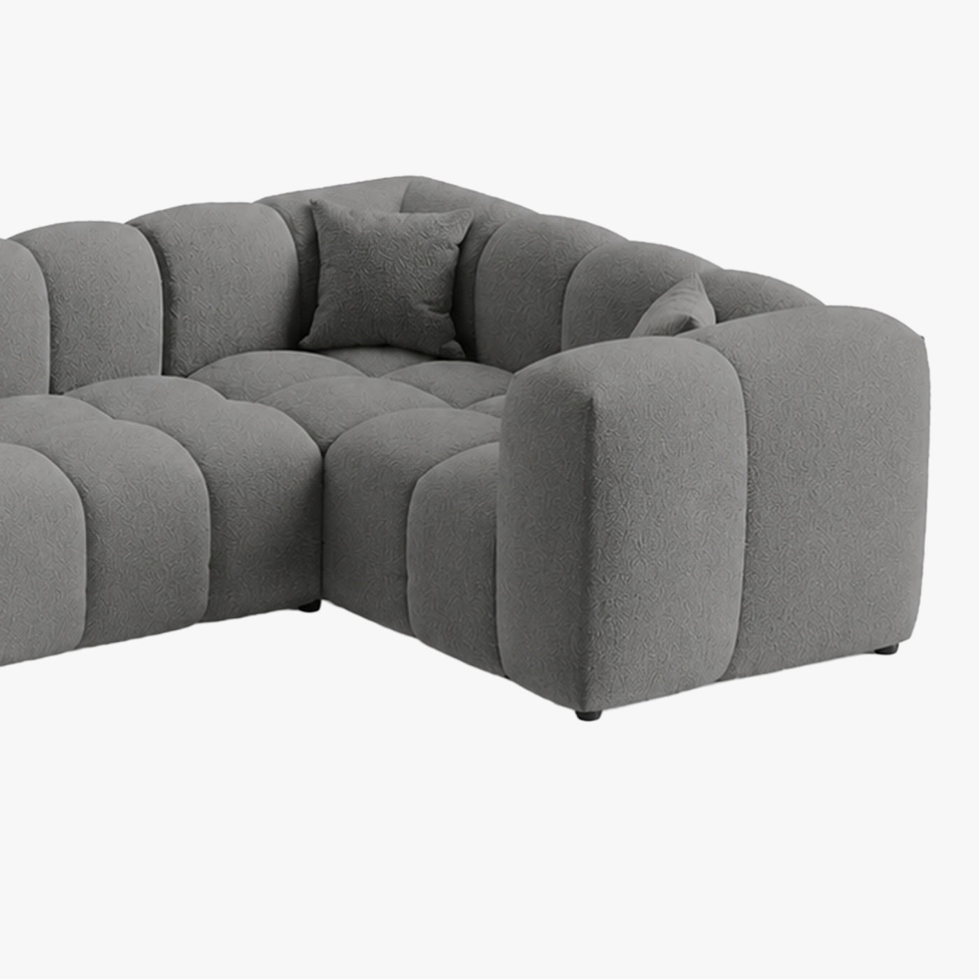 LAYANE Canapé panoramique tissu bouclette gris - Angle gauche - Canapés panoramiques - Mobilier Deco
