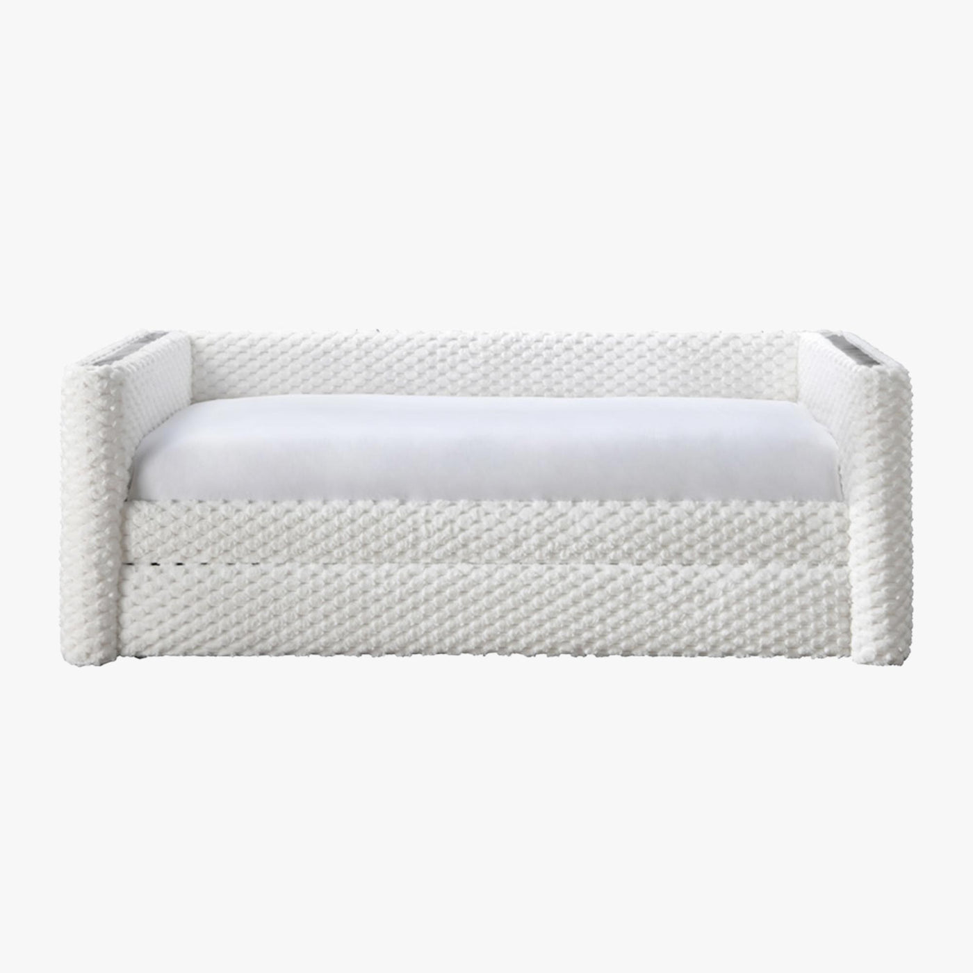 LEANA Lit gigogne tissu blanc 90x190 cm - Lit enfant - Mobilier Deco
