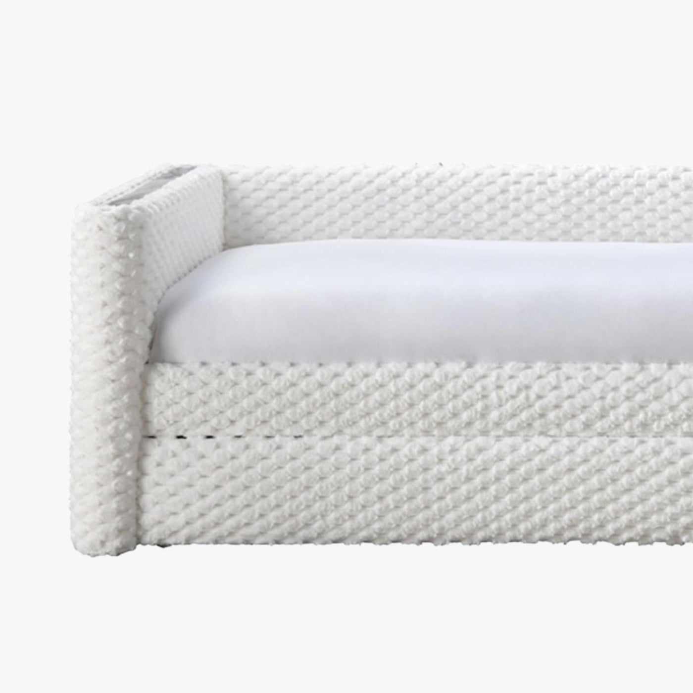 LEANA Lit gigogne tissu blanc 90x190 cm - Lit enfant - Mobilier Deco