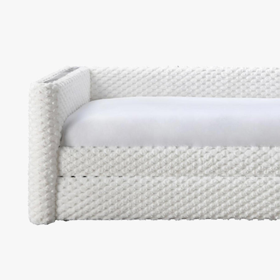 LEANA Lit gigogne tissu blanc 90x190 cm — aperçu vidéo