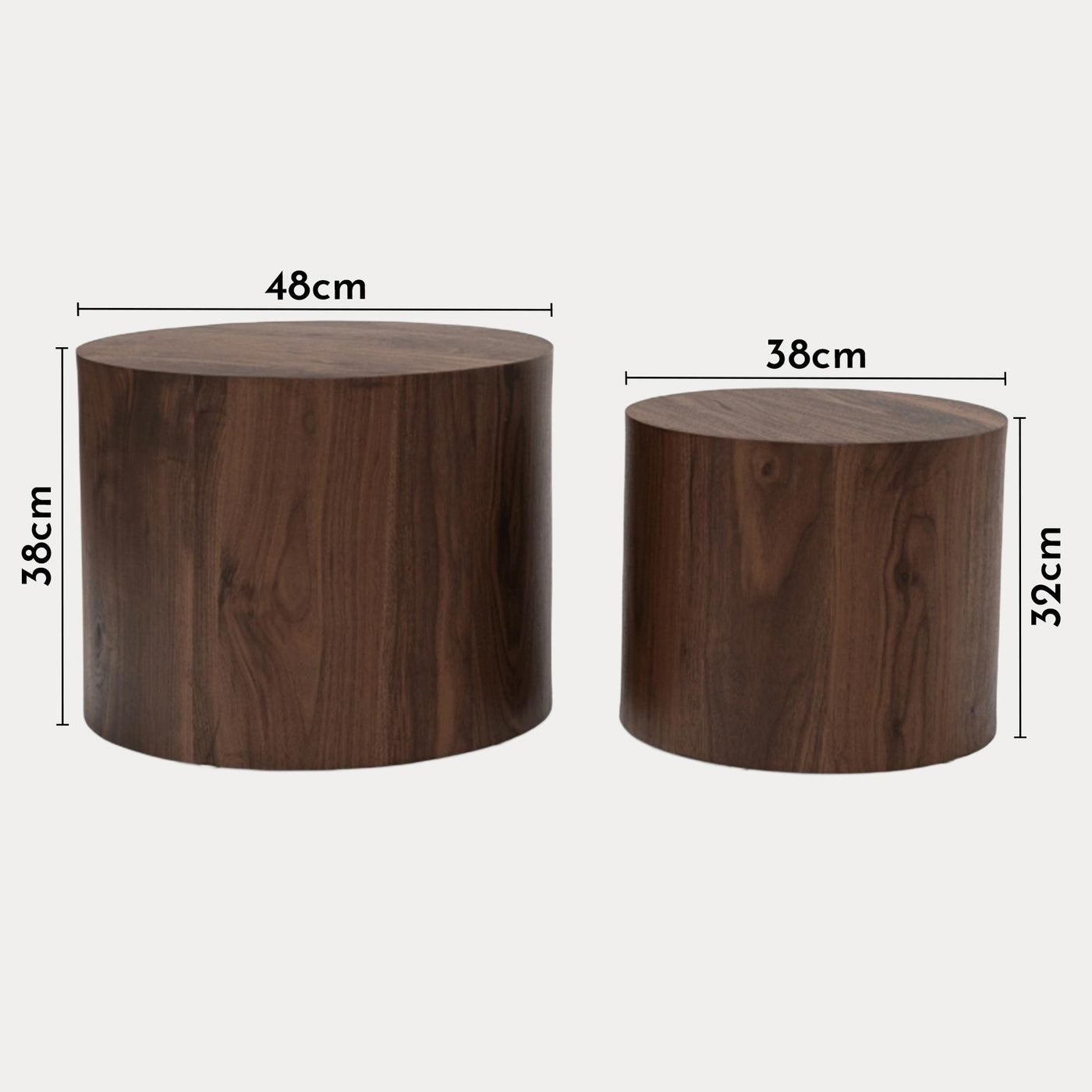 LEILA Lot de 2 tables basses couleur bois foncé - Table basse - Mobilier Deco