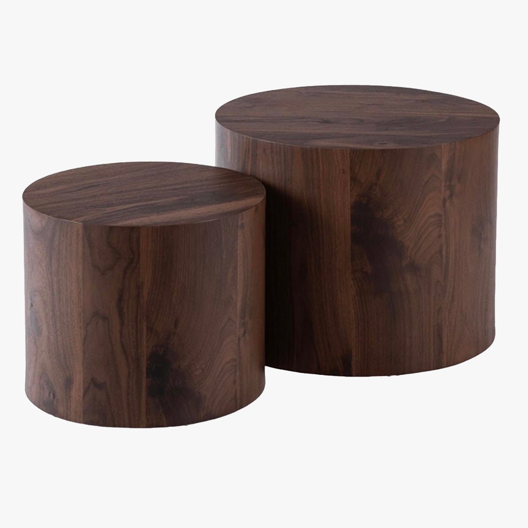 LEILA Lot de 2 tables basses couleur bois foncé - Table basse - Mobilier Deco