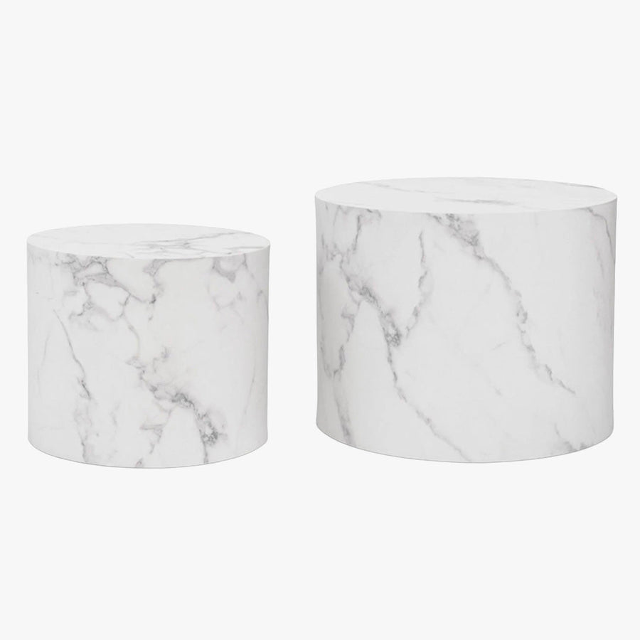 LEILA Lot de 2 tables basses couleur marbre blanc — aperçu vidéo