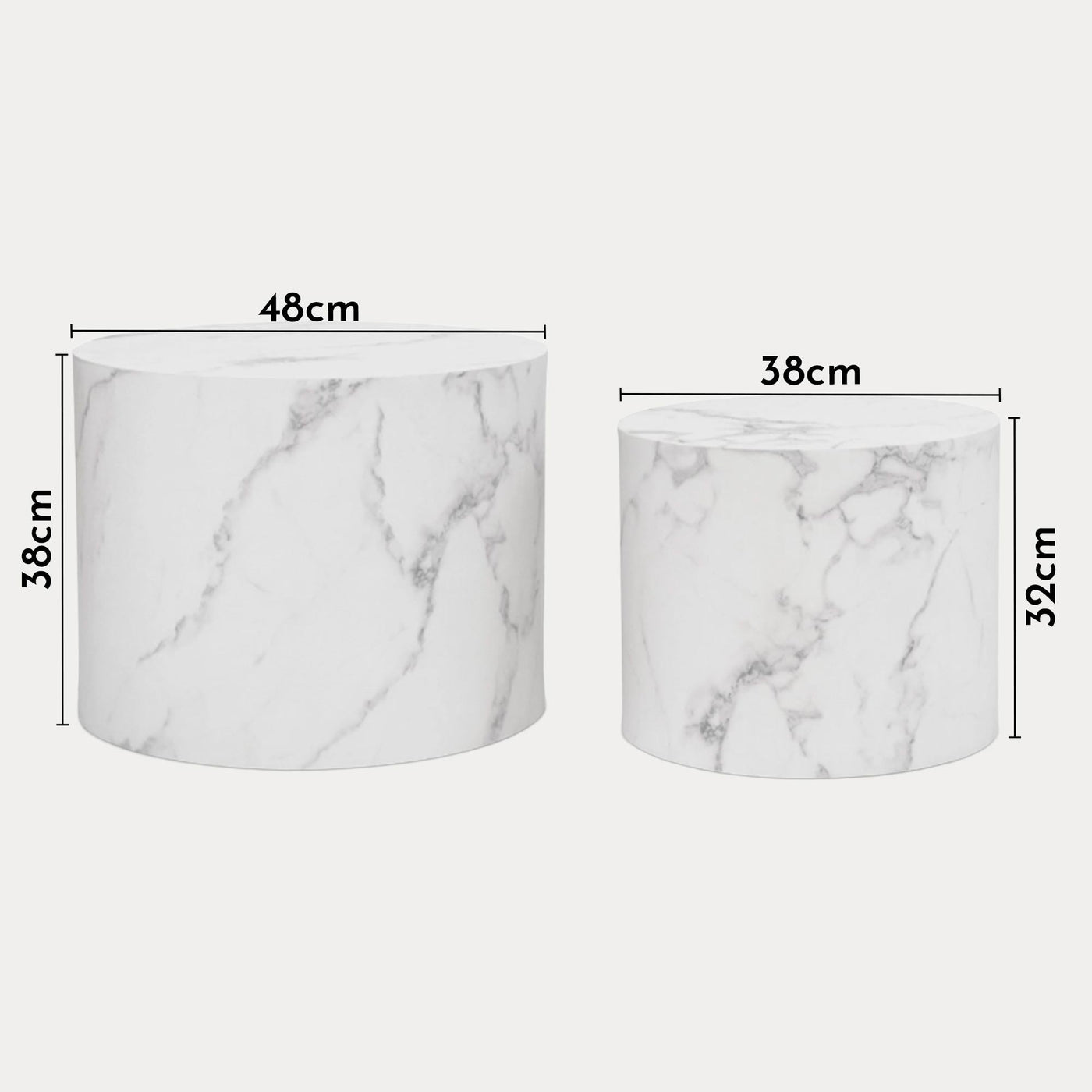 LEILA Lot de 2 tables basses couleur marbre blanc - Table basse - Mobilier Deco